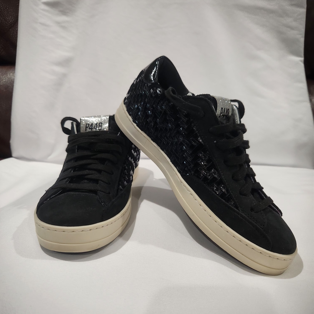P448 Black and Silver John Rombo‎ Women's Sneakers